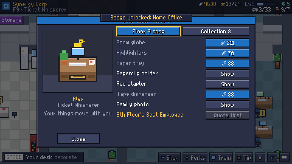 The desk overlay with the floor shop