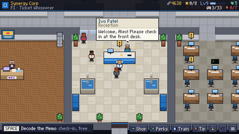 The lobby with the receptionist asking you to check in