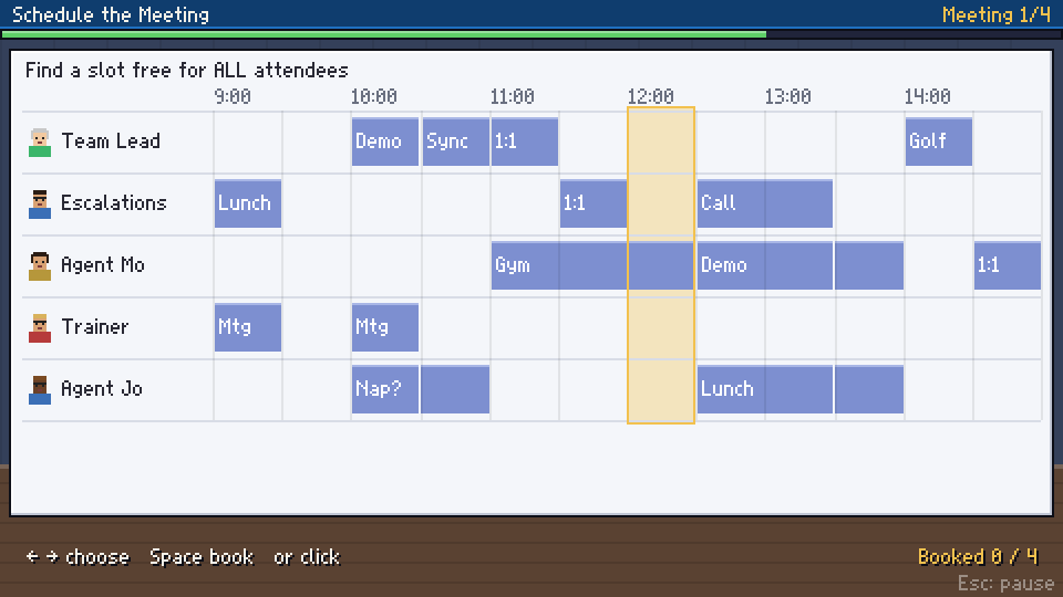Schedule the Meeting mini-game screenshot