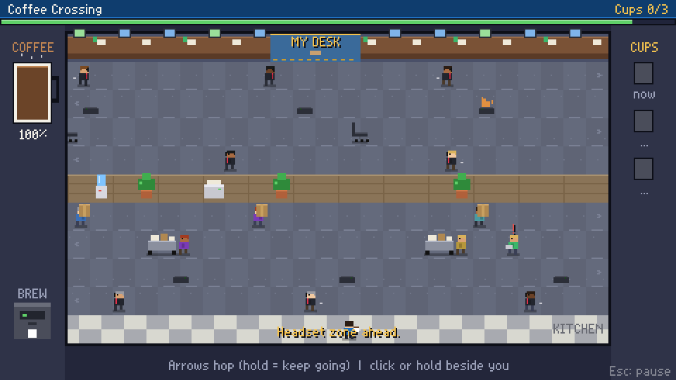 Coffee Crossing mini-game screenshot