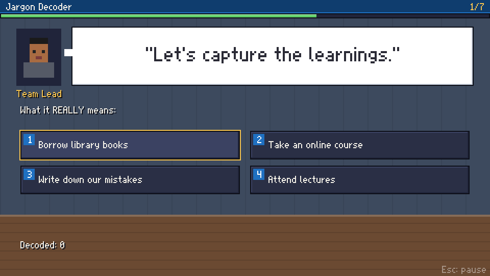 Jargon Decoder mini-game screenshot