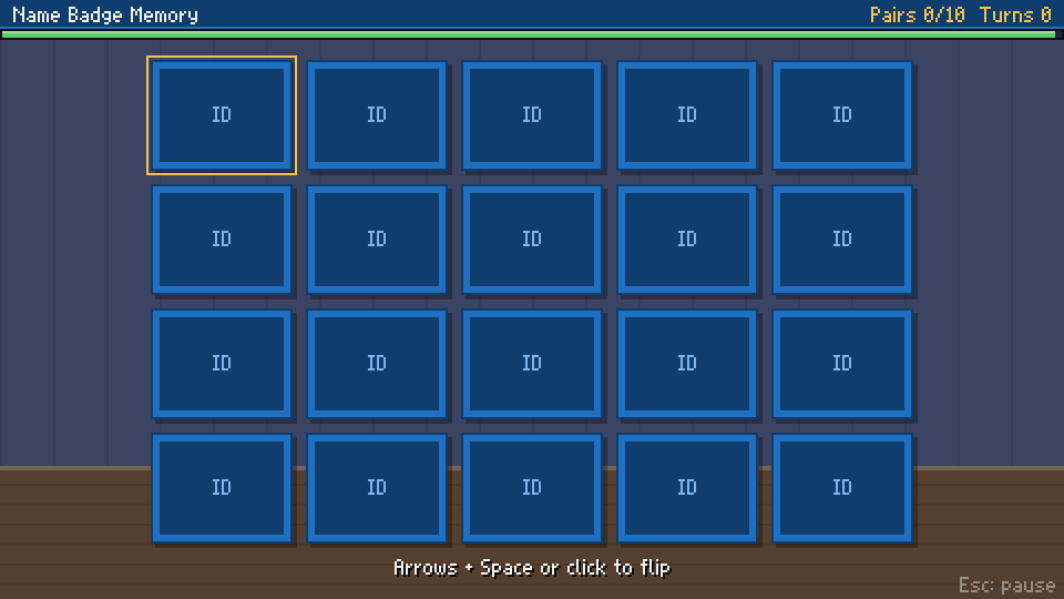Name Badge Memory mini-game screenshot