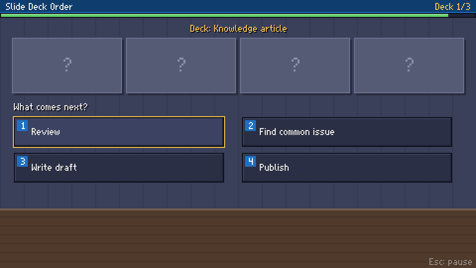 Slide Deck Order mini-game screenshot