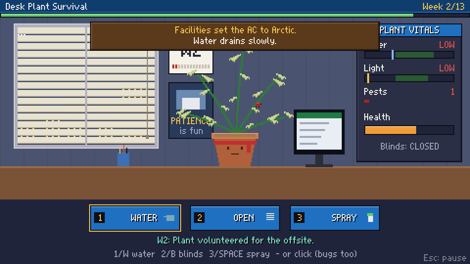 Desk Plant Survival mini-game screenshot