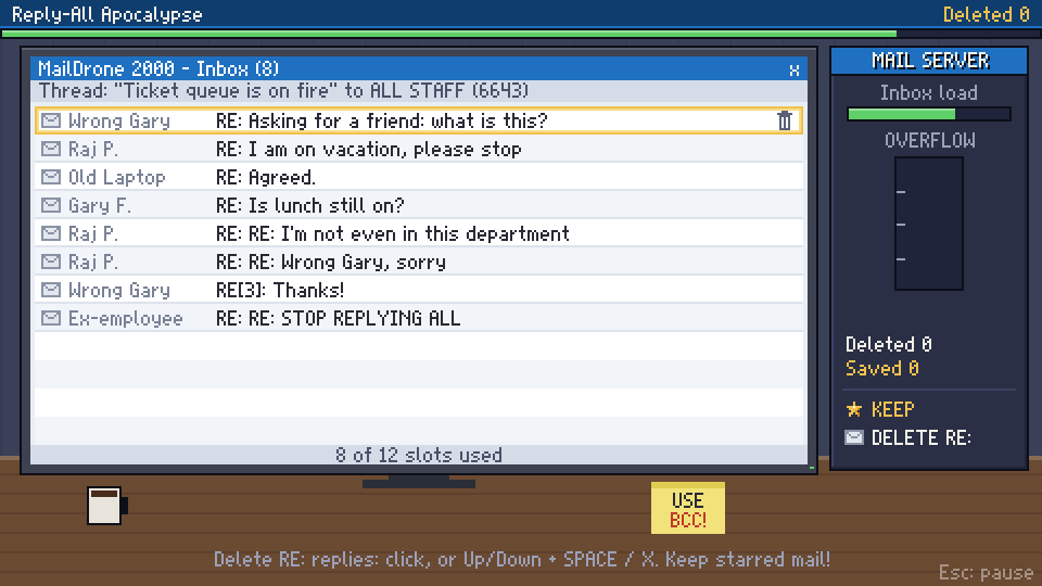 Reply-All Apocalypse mini-game screenshot