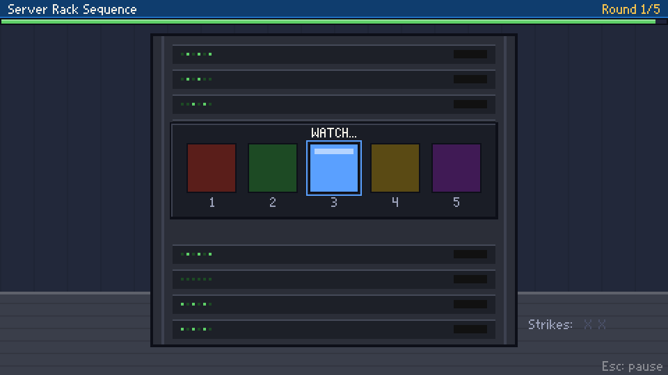Server Rack Sequence mini-game screenshot