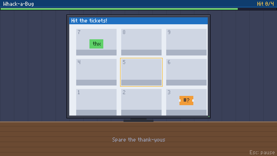 Whack-a-Bug mini-game screenshot